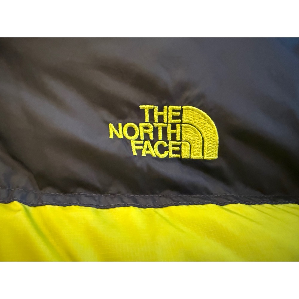 The North Face Nuptse 700 Down Puffer Jacket Men XL Neon yellow Black C759 retro - Picture 2 of 16